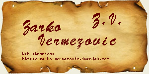 Žarko Vermezović vizit kartica